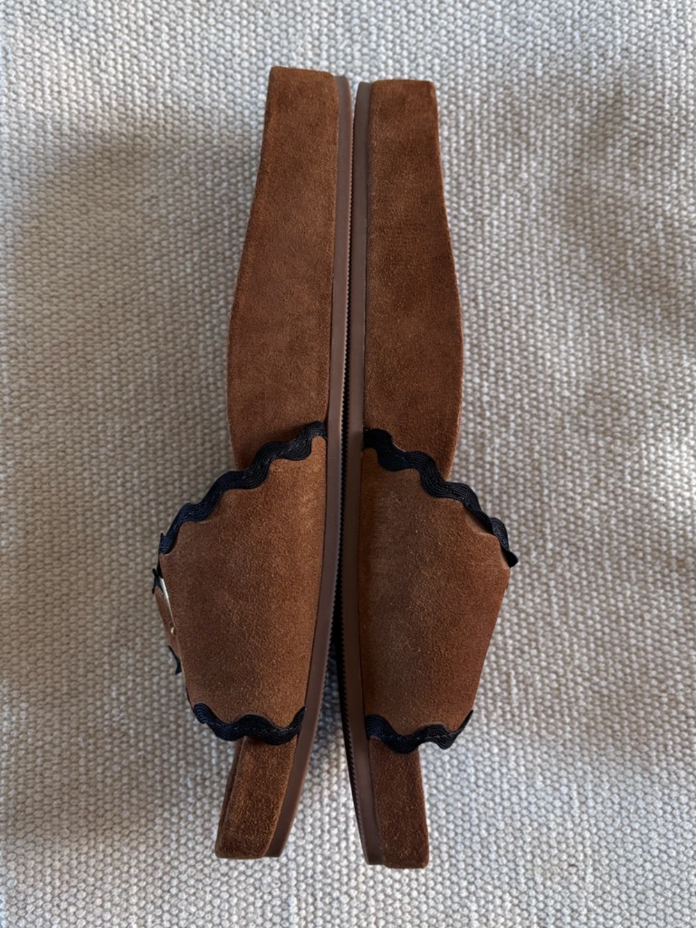 Loeffler Randall Iris Buckled Ric-Rac Slide Sandals - Cacao Brown Suede 9.5 - Picture 12 of 15